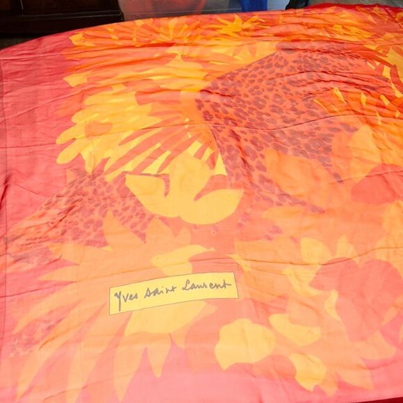 Vintage Yves Saint Laurent 5 Leopard Jungle Silk Chiffon Scarf 85” X 53.5” - Picture 1 of 10